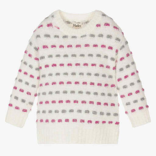 Hatley-Girls White Fluffy Jumper | Childrensalon Outlet