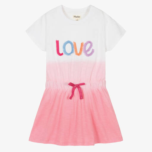 Hatley-Бело-розовое хлопковое платье с эффектом омбре | Childrensalon Outlet