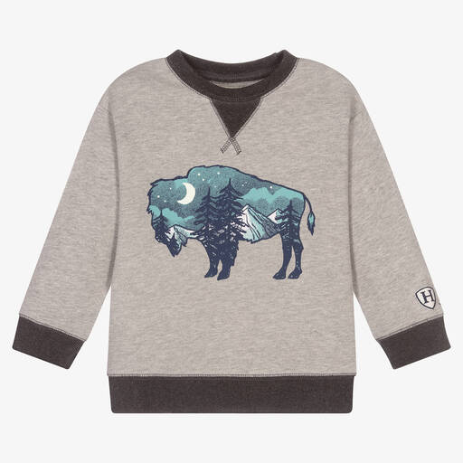 Hatley-Graues Sweatshirt mit leuchtendem Büffel | Childrensalon Outlet