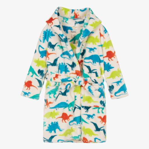 Hatley-Ivory Fleece Real Dinos Dressing Gown | Childrensalon Outlet