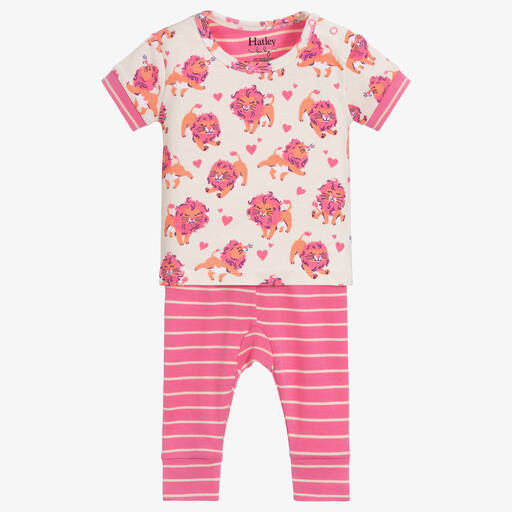Hatley-بيجاما قطن عضوي لون زهري وعاجي للمولودات | Childrensalon Outlet