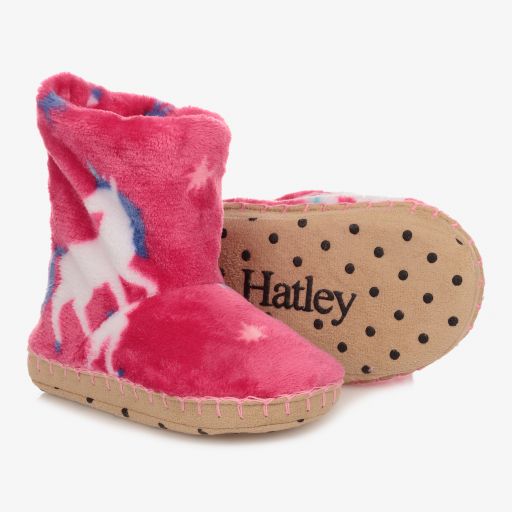 Hatley-Chaussons roses Licorne | Childrensalon Outlet