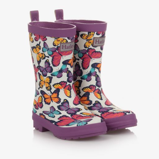 Hatley-Bottes de pluie violettes Papillons | Childrensalon Outlet