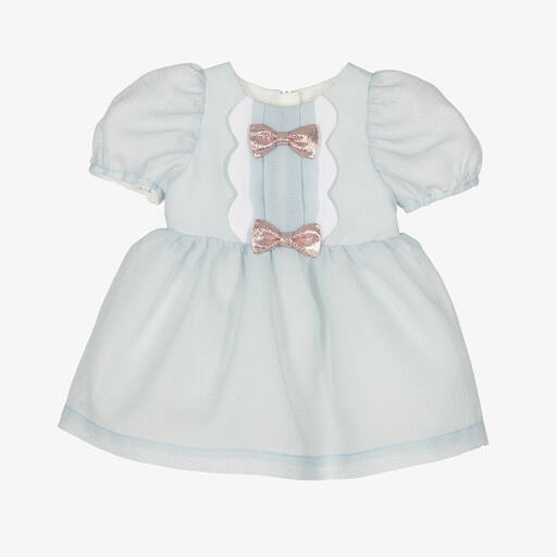 Hucklebones London-Голубое платье из креп-органзы | Childrensalon Outlet