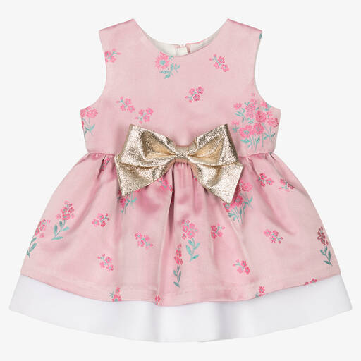 Hucklebones London-Rosa Jacquard-Babykleid aus Satin | Childrensalon Outlet