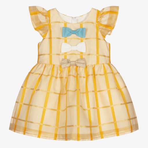 Hucklebones London-Желтое платье из органзы и трусики для малышей | Childrensalon Outlet