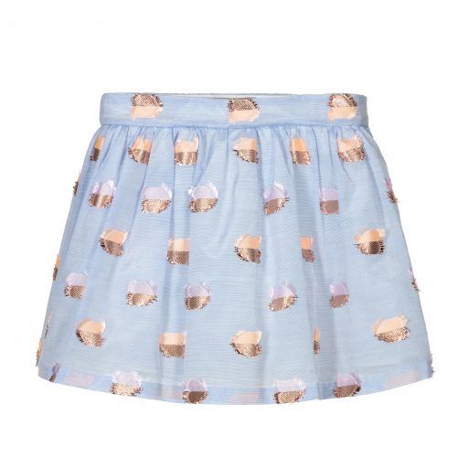 Hucklebones London-Blue Jacquard Floral Skirt | Childrensalon Outlet