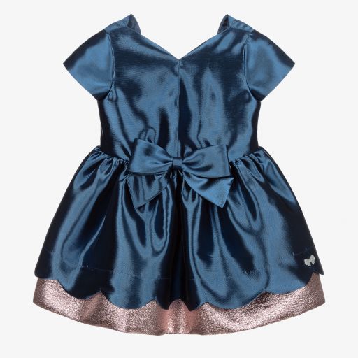 Hucklebones London-Blue & Pink Scalloped Dress | Childrensalon Outlet