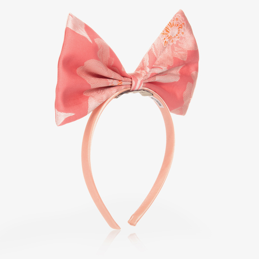 Hucklebones London-Coral Pink Bow Hairband | Childrensalon Outlet