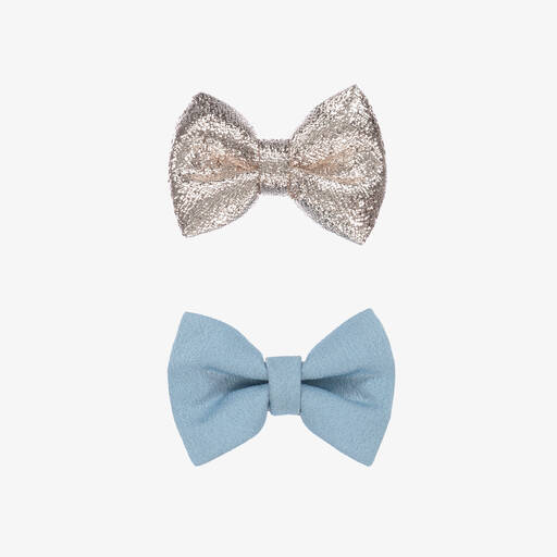 Hucklebones London-مشبك للشعر ساتان ولاميه لون أزرق وذهبي (5 سم) - عدد 2 | Childrensalon Outlet