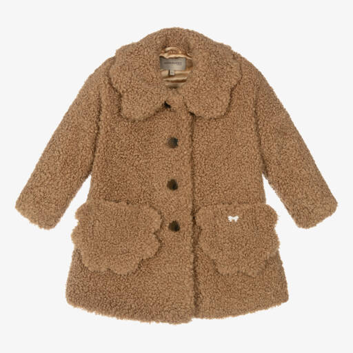 Hucklebones London-Girls Beige Bouclé Pocket Coat | Childrensalon Outlet