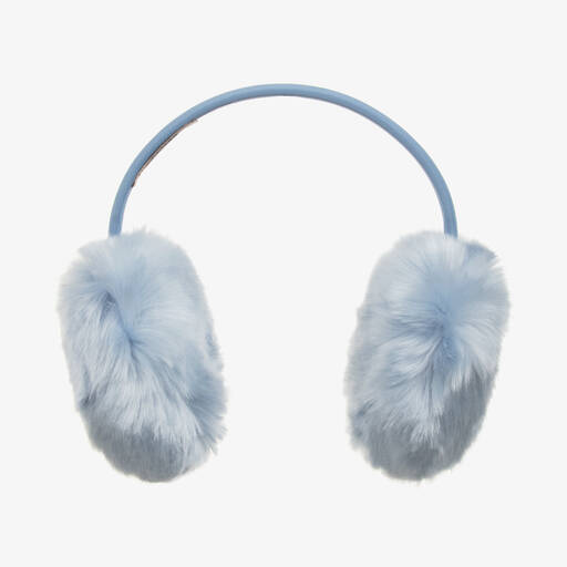 Hucklebones London-Girls Blue Faux Fur Earmuffs | Childrensalon Outlet