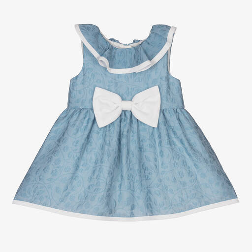 Hucklebones London-Girls Blue & White Dress  | Childrensalon Outlet