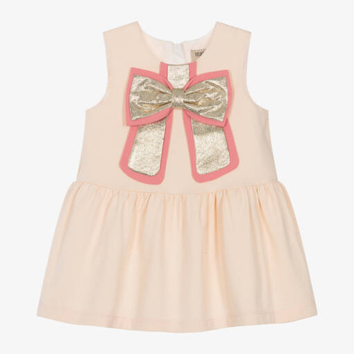 Hucklebones London-Girls Blush Dress with Gold Appliqué | Childrensalon Outlet