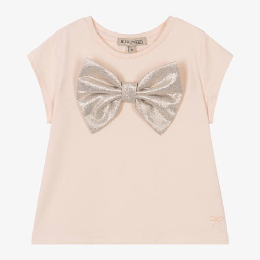 Hucklebones London-Girls Blush Tee with Gold Bow | Childrensalon Outlet
