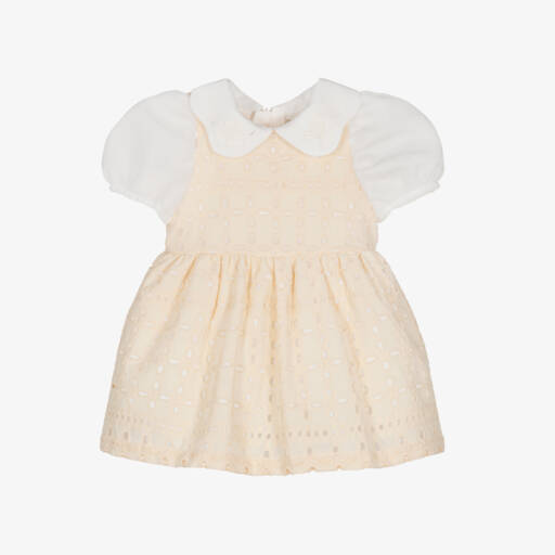 Hucklebones London-Girls Delicate Ivory Embroidered Dress | Childrensalon Outlet