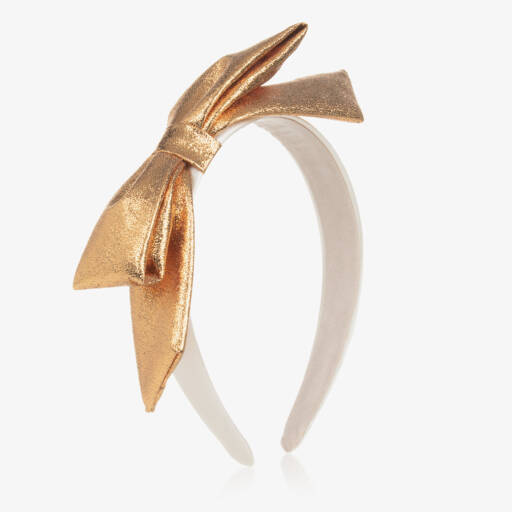 Hucklebones London-Girls Elegant Gold & Ivory Hairband | Childrensalon Outlet