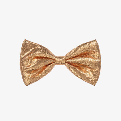 Hucklebones London-Girls Glimmering Gold Hair Bow Clip | Childrensalon Outlet