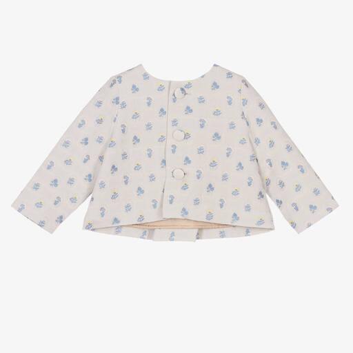 Hucklebones London-Girls Grey & Blue Bow Jacket | Childrensalon Outlet