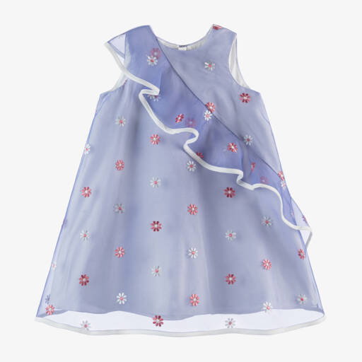 Hucklebones London-Girls Lavender Embroidered Organza Dress | Childrensalon Outlet