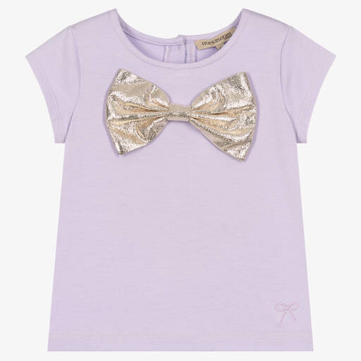Hucklebones London-تيشيرت قطن جيرسي لون بنفسجي للبنات | Childrensalon Outlet