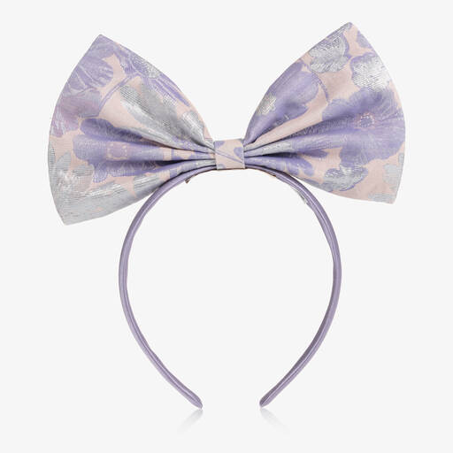Hucklebones London-Girls Lilac Floral Bow Hairband | Childrensalon Outlet