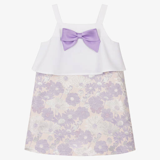 Hucklebones London-Сиреневое жаккардовое платье с цветочным узором | Childrensalon Outlet