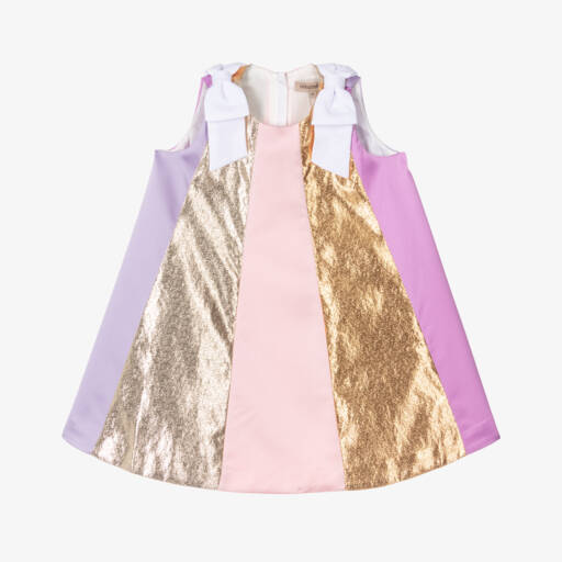Hucklebones London-Girls Lilac & Gold Shimmer Dress | Childrensalon Outlet