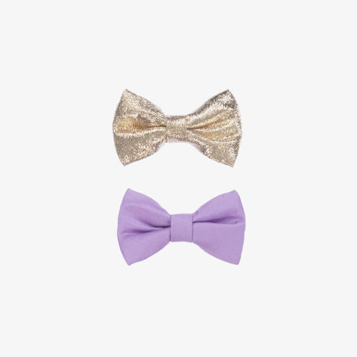 Hucklebones London-Girls' Lilac & Platinum Bow Clips Duo | Childrensalon Outlet