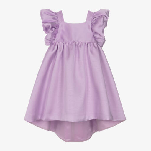 Hucklebones London-Girls Lilac Satin Twill Gown | Childrensalon Outlet