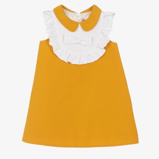 Hucklebones London-Girls Mustard Yellow Dress  | Childrensalon Outlet