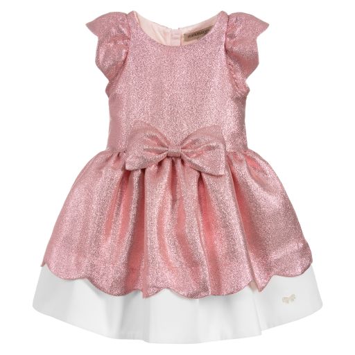 Hucklebones London-فستان قطن جيرسي غليترو كريب لون زهري و عاجي | Childrensalon Outlet