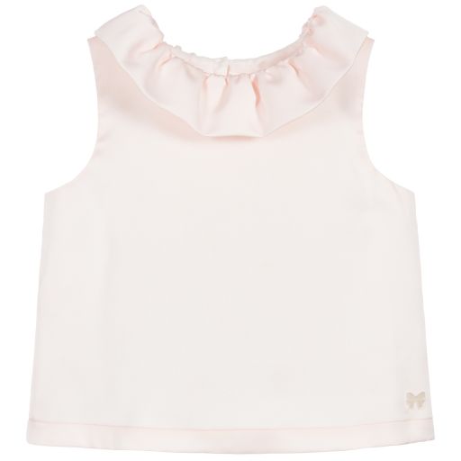 Hucklebones London-Girls Pink Satin Blouse | Childrensalon Outlet