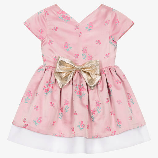 Hucklebones London-فستان ساتان جاكارد وتول لون زهري | Childrensalon Outlet