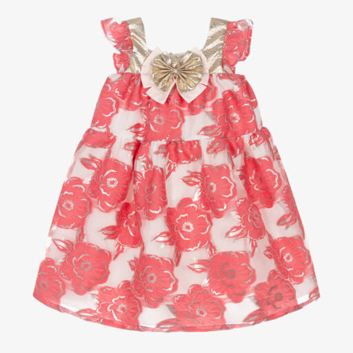 Hucklebones London-Girls Red Bloom Jacquard Elegance | Childrensalon Outlet
