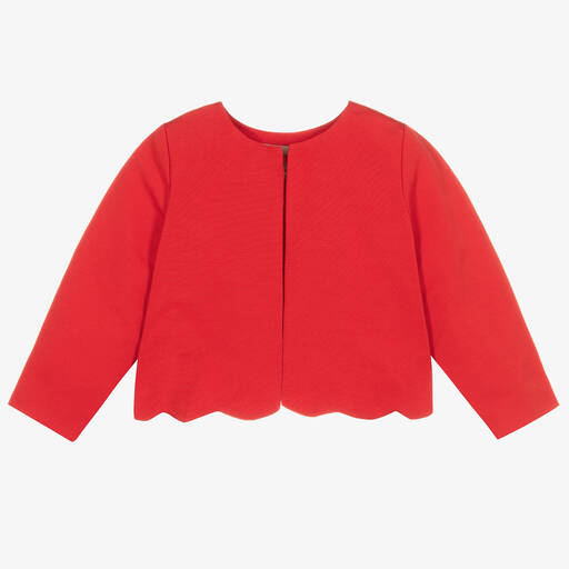 Hucklebones London-جاكيت أنيقة مزيج قطن تويل لون أحمر للبنات | Childrensalon Outlet