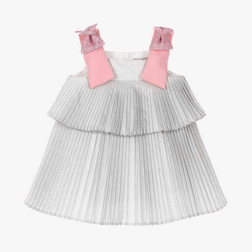 Hucklebones London-Girls' Shimmering Silver Party Dress | Childrensalon Outlet
