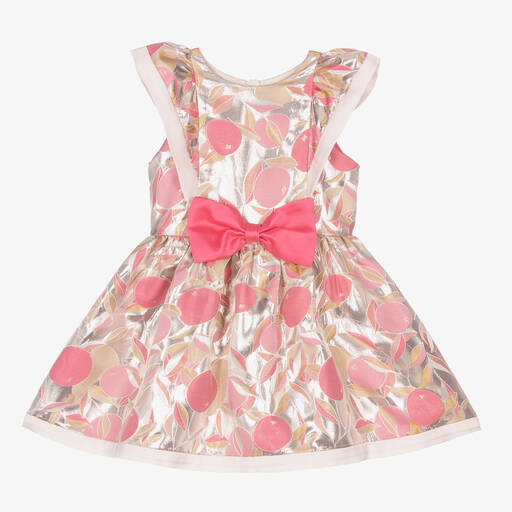 Hucklebones London-فستان جاكارد لون زهري وفضي | Childrensalon Outlet