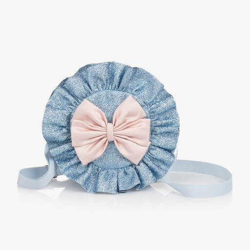 Hucklebones London-Сумочка с блестками и атласным бантом для девочек синяя | Childrensalon Outlet