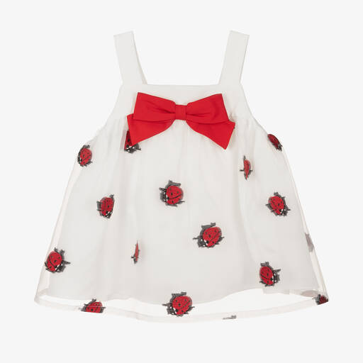 Hucklebones London-بلوز أورغانزا لون أبيض للبنات | Childrensalon Outlet