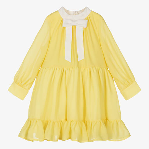 Hucklebones London-فستان شيفون وستان لون أصفر | Childrensalon Outlet
