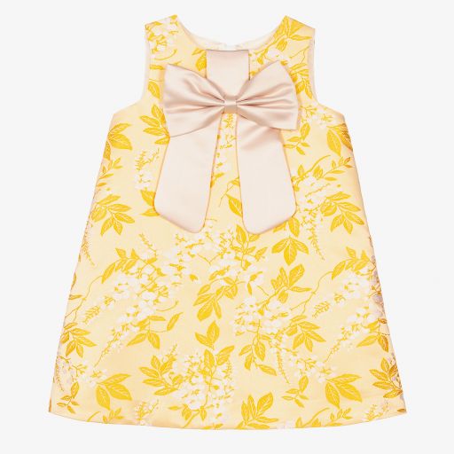 Hucklebones London-Robe jaune en jacquard Fille | Childrensalon Outlet