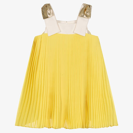 Hucklebones London-فستان شيفون لون أصفر | Childrensalon Outlet