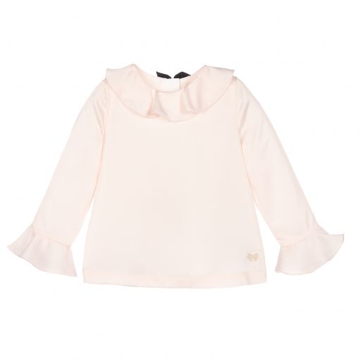 Hucklebones London-Pale Pink Satin Blouse | Childrensalon Outlet