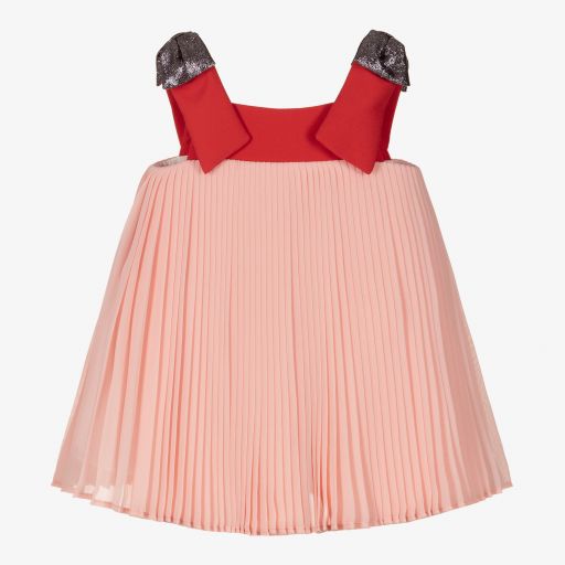 Hucklebones London-Pink Chiffon Baby Dress Set | Childrensalon Outlet