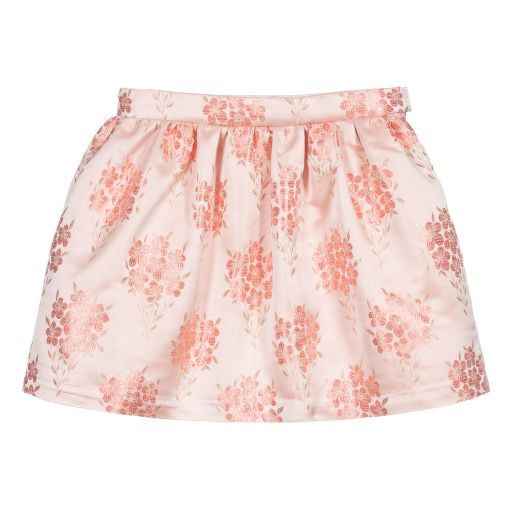 Hucklebones London-تنورة ساتان جاكارد لون زهري وذهبي | Childrensalon Outlet