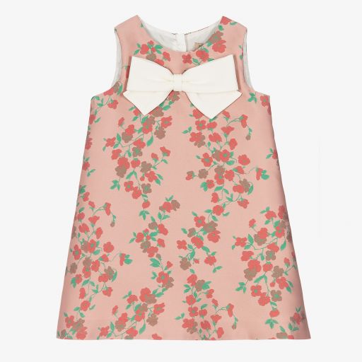 Hucklebones London-فستان ساتان لون زهري بطبعة ورود | Childrensalon Outlet