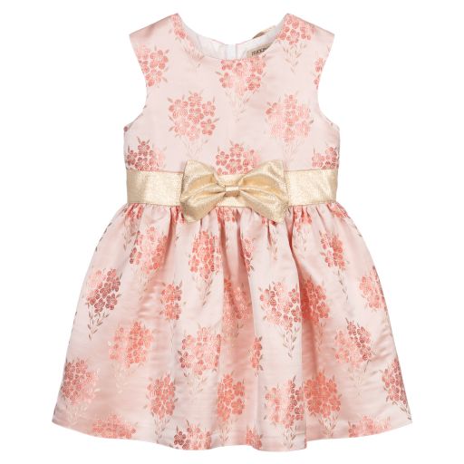 Hucklebones London-Pink & Gold Jacquard Dress | Childrensalon Outlet