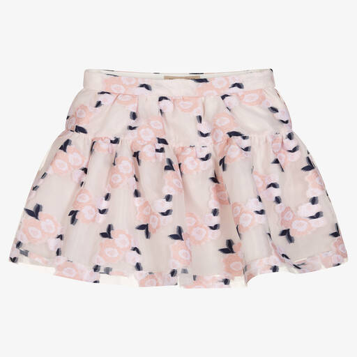 Hucklebones London-Pink Organza Jacquard Skirt | Childrensalon Outlet