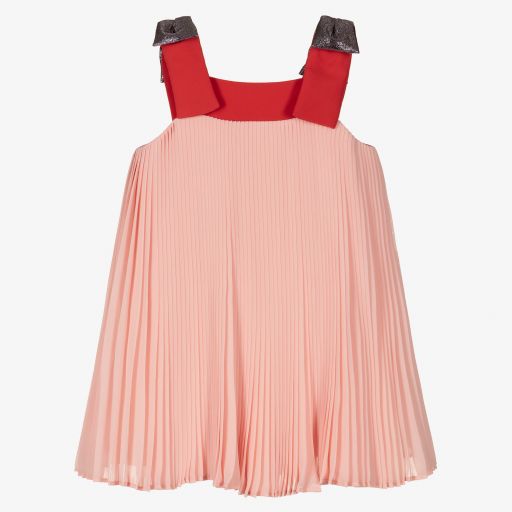 Hucklebones London-Розовое плиссированное платье из шифона | Childrensalon Outlet